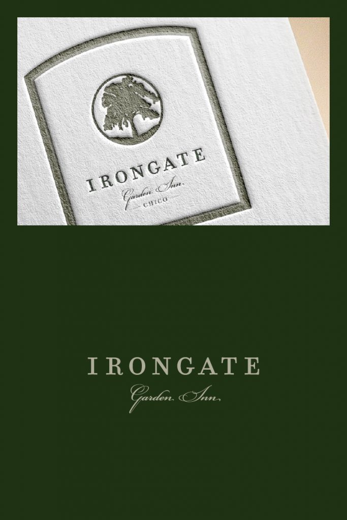 Irongate Garden Inn secondary logo & letterpress printed piece